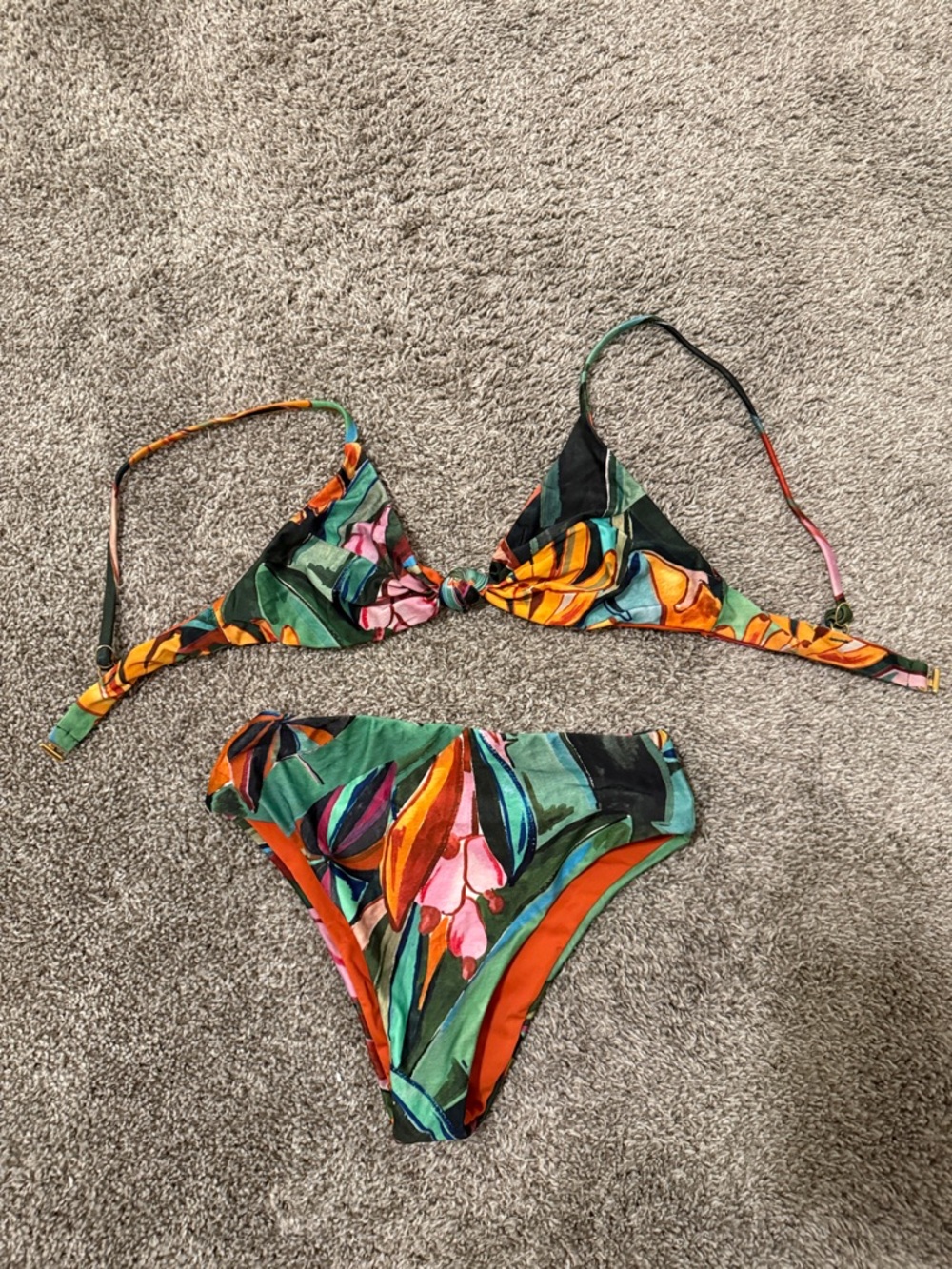 FARM Rio Tropical Floral Green Orange Pink Bikini Set